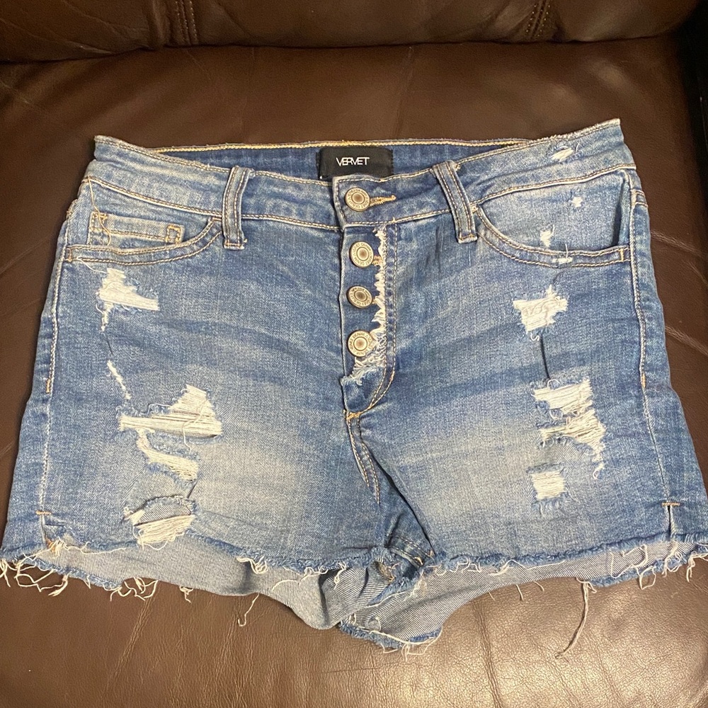 Vervet Women's (young girls) Distressed Blue Denim Shorts